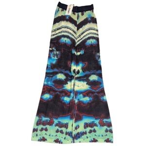 Chufy Psychedelic tie-dye knit pull-on wide leg crop pant Size L